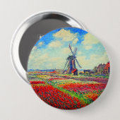 Monet Tulips Windmill Ronde Button 4,0 Cm (Voorkant /achterkant)