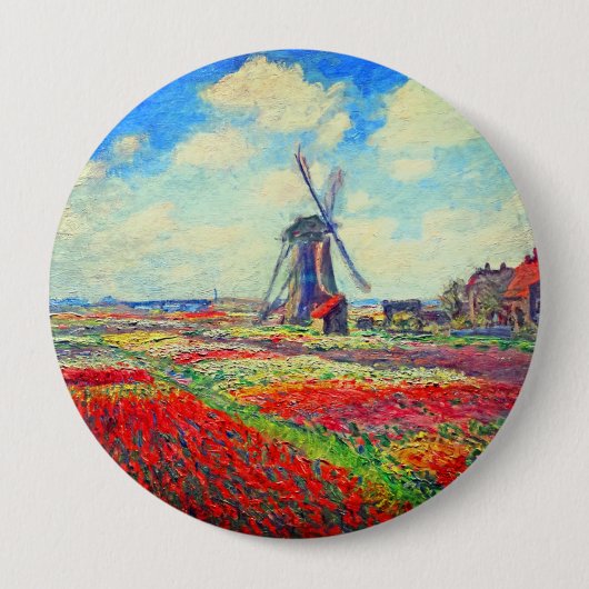 Monet Tulips Windmill Ronde Button 4,0 Cm (Voorkant)