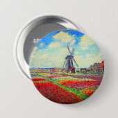 Monet Tulips Windmill Ronde Button 7,6 Cm (Voorkant /achterkant)