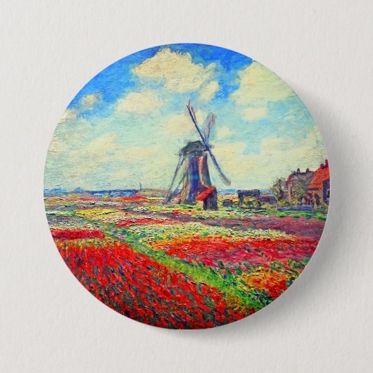Monet Tulips Windmill Ronde Button 7,6 Cm (Voorkant)