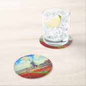 Monet Tulips Windmill Ronde Kartonnen Onderzetter (Insitu)