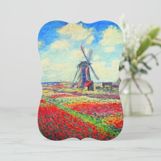 Monet Tulips Windmill Save The Date (Staand voorkant)