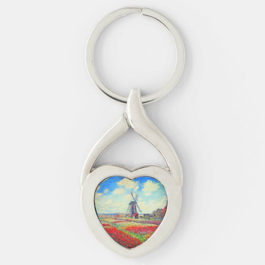 Monet Tulips Windmill Sleutelhanger (Voorkant)