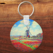 Monet Tulips Windmill Sleutelhanger (Voorkant)