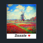 Monet Tulips Windmill Sticker<br><div class="desc">Zelfklever met de bloem van Claude Monet en het schilderen van de windmolen. Mooie en kleurrijke velden van rode,  roze en gele tulpen naast een windmolen en huis in Nederland. Een geweldige cadeau van Monet voor supporters van indrukwekkende tonen en Franse kunst.</div>