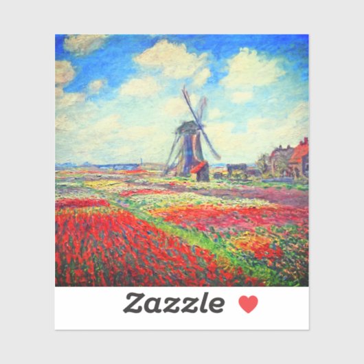 Monet Tulips Windmill Sticker (Vel)