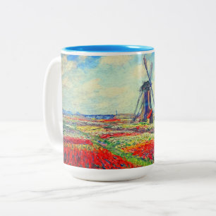 Monet Tulips Windmill Tweekleurige Koffiemok