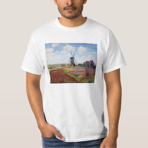 Monet tulpveld met T-shirt voor de spoeling