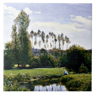 Monet - Uitzicht bij Rouelles Le Havre Tegeltje