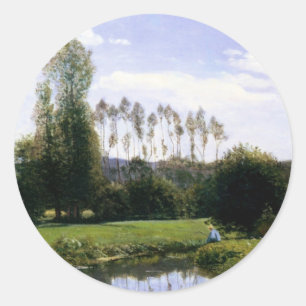Monet - Uitzicht in Rouelles Le Havre, mooie kunst Ronde Sticker