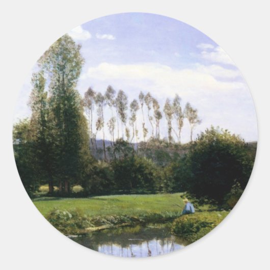Monet - Uitzicht in Rouelles Le Havre, mooie kunst Ronde Sticker (Voorkant)