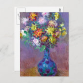 Monet Vase de Chrysanthemes Flowers Briefkaart (Voorkant / Achterkant)