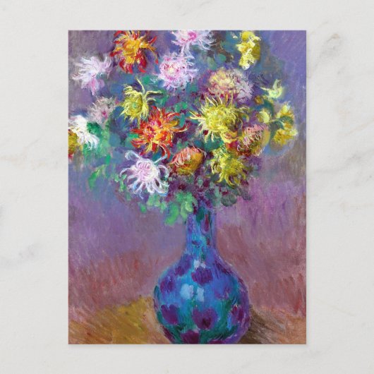 Monet Vase de Chrysanthemes Flowers Briefkaart (Voorkant)