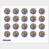 Monet Vase de Chrysanthemes Flowers Ronde Sticker (Vel)