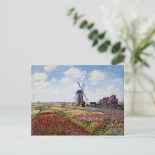 Monet Veld van Tulpen Met Windmolen Briefkaart (Staand voorkant)