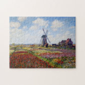 Monet veld van tulpen met windmolen legpuzzel (Horizontaal)