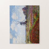 Monet veld van tulpen met windmolen legpuzzel (Verticaal)