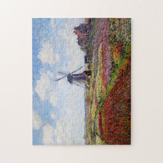 Monet veld van tulpen met windmolen legpuzzel (Verticaal)