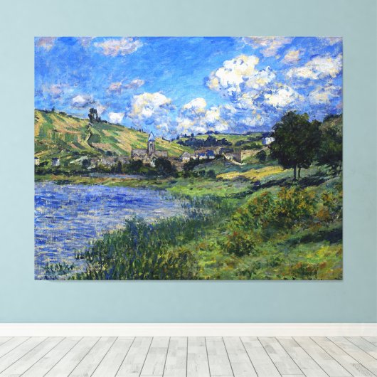 Monet - Vetheuil, Landschap Canvas Afdruk (Insitu (Houten vloer))