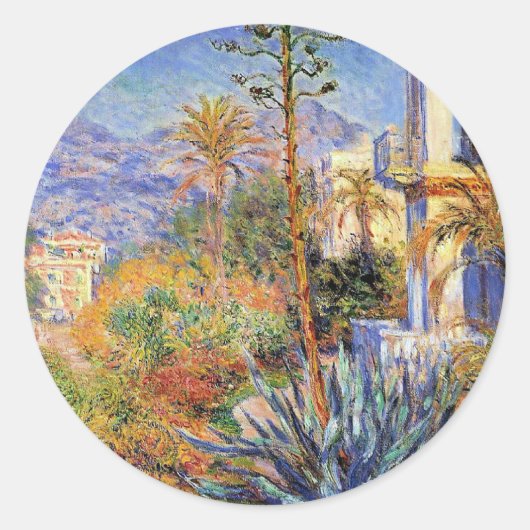 Monet - Villas at Bordighera, Ronde Sticker (Voorkant)