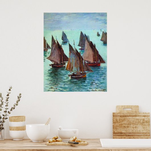Monet - Vissende boten, kalm Zee, Poster (Keuken)
