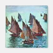 Monet - Vissersboten, Stille Zee, beroemd kunstwer Magneet (Voorkant)