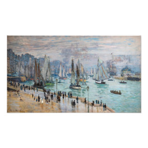 Monet - Vissersboten verlaten de haven, Le Havre Foto Afdruk
