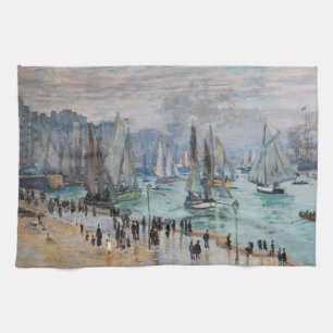 Monet - Vissersboten verlaten de haven, Le Havre Theedoek