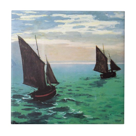 Monet Vist Boats in Zee Tile Tegeltje (Voorkant)