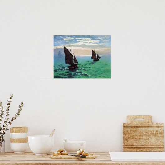 Monet Vist Boats op het Poster Zee (Keuken)