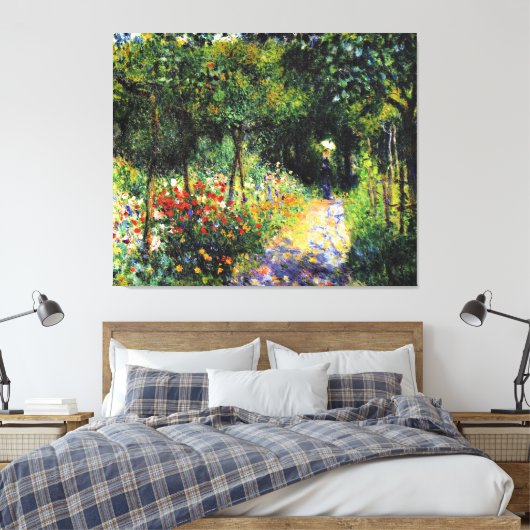 Monet - Vrouw aan de tuin, mooi kunstschilderij Canvas Afdruk (Insitu (Slaapkamer))