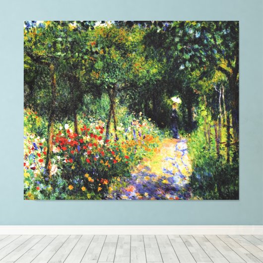 Monet - Vrouw aan de tuin, mooi kunstschilderij Canvas Afdruk (Insitu (Houten vloer))
