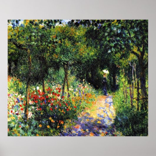 Monet - Vrouw in de tuin, kunstschilderij Poster (Voorkant)