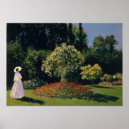 Monet - Vrouw in de tuin Poster (Voorkant)