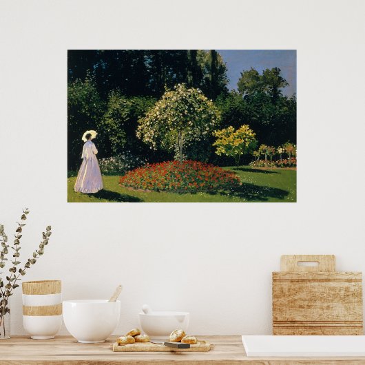 Monet - Vrouw in de tuin Poster (Keuken)