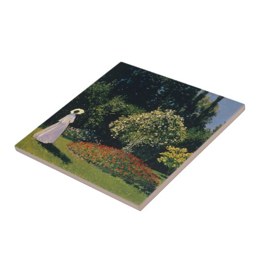 Monet - Vrouw in de tuin Tegeltje (Zijkant)