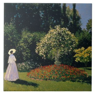Monet: Vrouw in een tuin Tegeltje