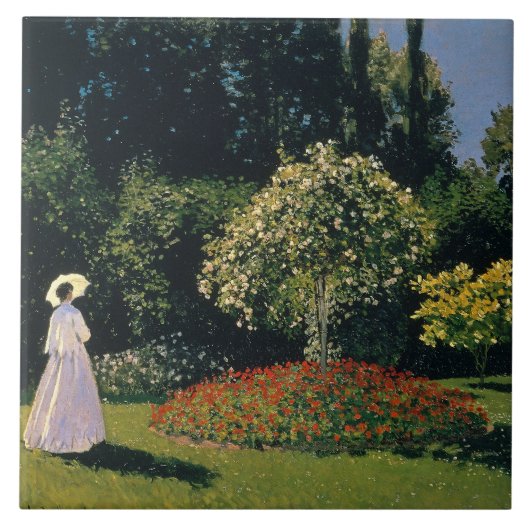 Monet: Vrouw in een tuin Tegeltje (Voorkant)