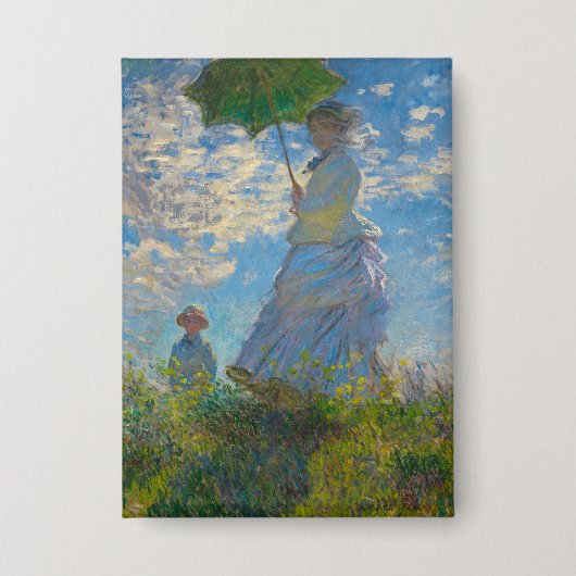 Monet Vrouw met Parasol & Japanse Voetbrug Button (Voorkant)
