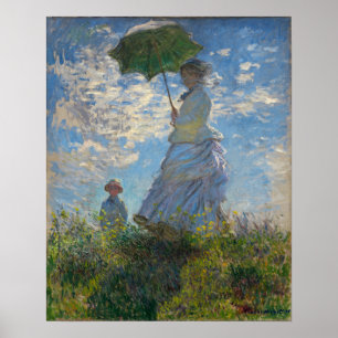 Monet - vrouw met parasol , Madame Monet en Son Poster