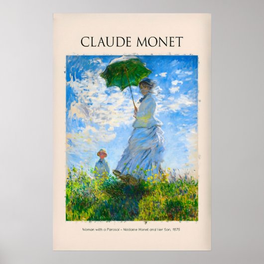 Monet Vrouw met Parasol Madame Monet Zoon Poster (Voorkant)