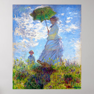 Monet: Vrouw met parasolimpressionistische kunst ~ Poster