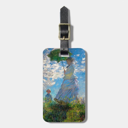 Monet Vrouw Parasol Impressionisme Bagagelabel (Voorkant verticaal)
