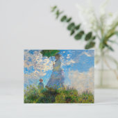 Monet Vrouw Parasol Impressionisme Briefkaart (Staand voorkant)