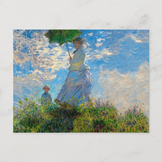 Monet Vrouw Parasol Impressionisme Briefkaart (Voorkant)