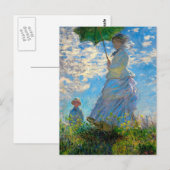 Monet Vrouw Parasol Impressionisme Briefkaart (Voorkant / Achterkant)