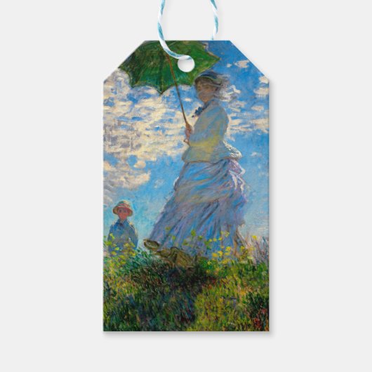 Monet Vrouw Parasol Impressionisme Cadeaulabel (Voorkant)