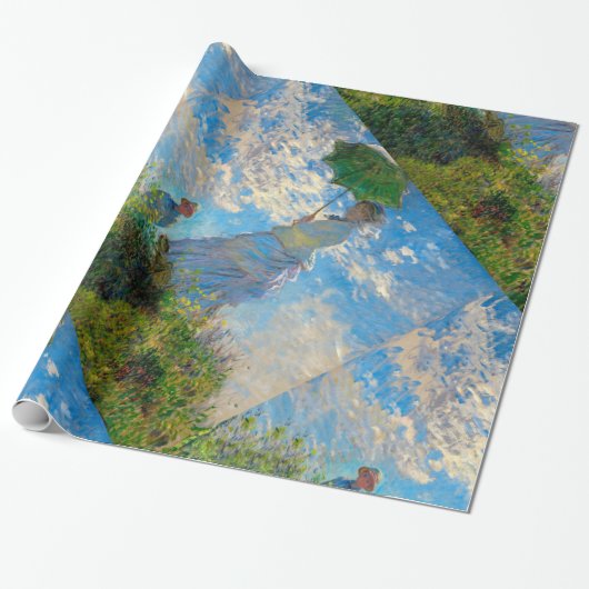 Monet Vrouw Parasol Impressionisme Cadeaupapier (Uitgerold)
