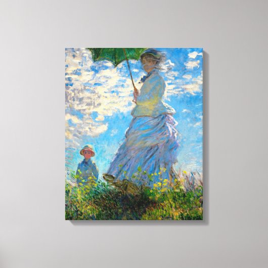 Monet Vrouw Parasol Impressionisme Canvas Afdruk (Voorkant)