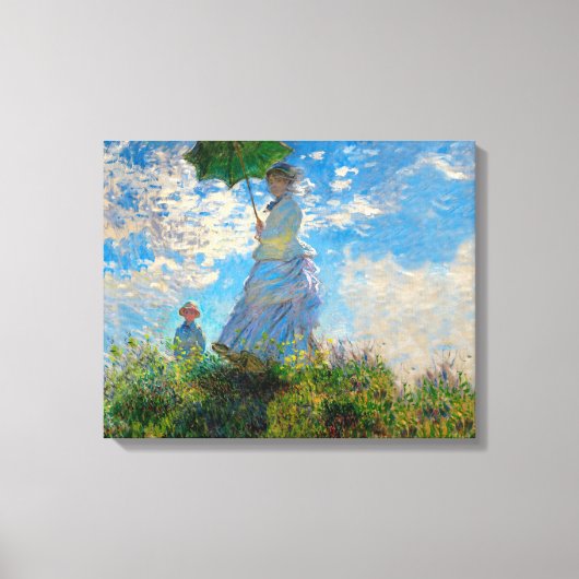 Monet Vrouw Parasol Impressionisme Canvas Afdruk (Voorkant)